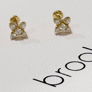 brook & york 14K Gold-Plated Vermeil Zola CZ Flower Flat Back Earrings